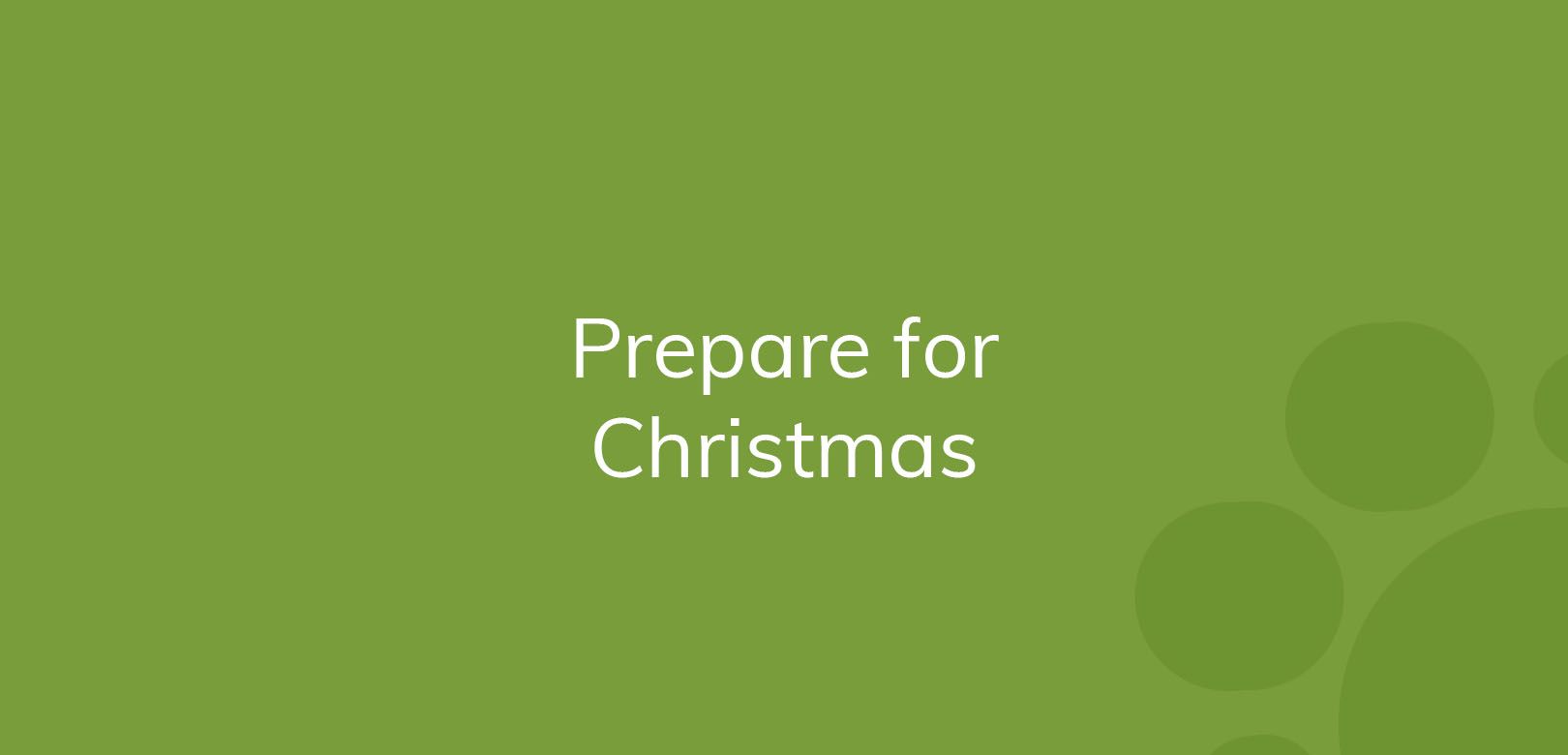 Text "Prepare for Christmas" on a green background with bubbles.