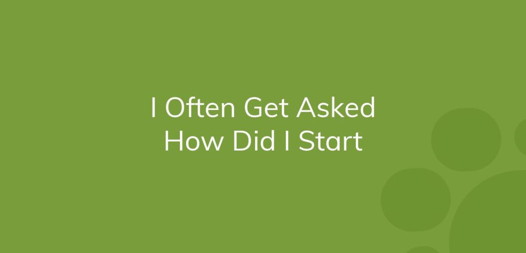 Text "I Often Get Asked How Did I Start" on a green background with bubbles.