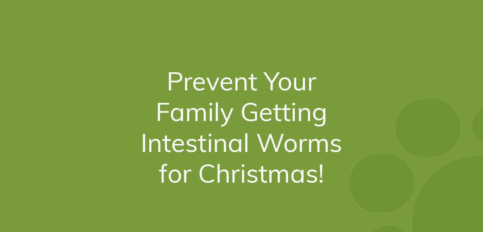Text on green background: "Prevent Your Family Getting Intestinal Worms for Christmas!"